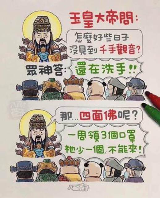 Meme with drawn figures and speech bubbles with text in Chinese.